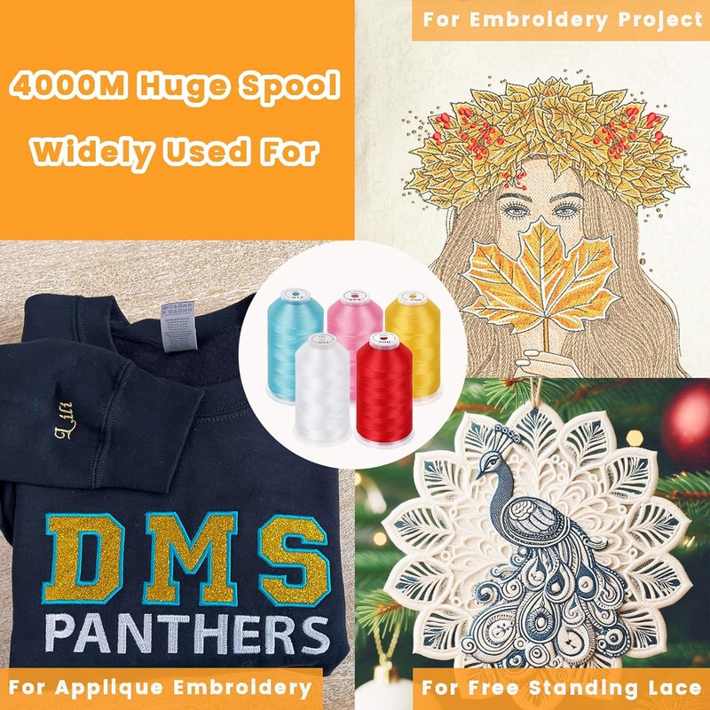 New brothread - Single Huge Spool 4000M Each Polyester Embroidery Machine Thread 40WT for Commercial and Domestic Machines - Blue(Janome Color) - Image 4